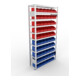META Steckregal S3 CLIP 100 2000 x 1000 x 300mm verzinkt mit 10 Böden blau rot