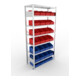 Meta Steckregal S3 CLIP 100 2000 x 1000 x 400mm verzinkt mit 7 Böden blau/rot