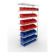 Meta Steckregal S3 CLIP 100 2000 x 1000 x 400mm verzinkt mit 7 Böden blau/rot