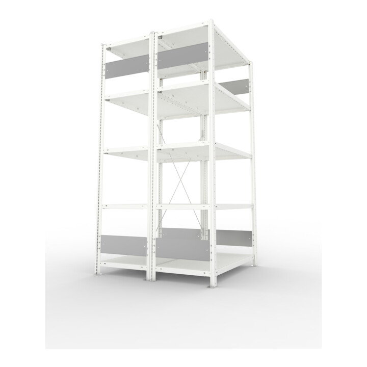 Meta Steckregal S3 CLIP 150 DGR 2000 x 1000 x 500 RAL 7035 mit 2 x 5 Böden