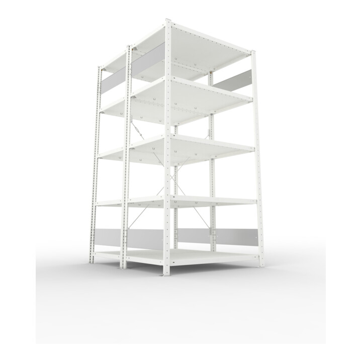 Meta Steckregal S3 CLIP 150 DGR 2000 x 1000 x 600 RAL 7035 mit 2 x 5 Böden