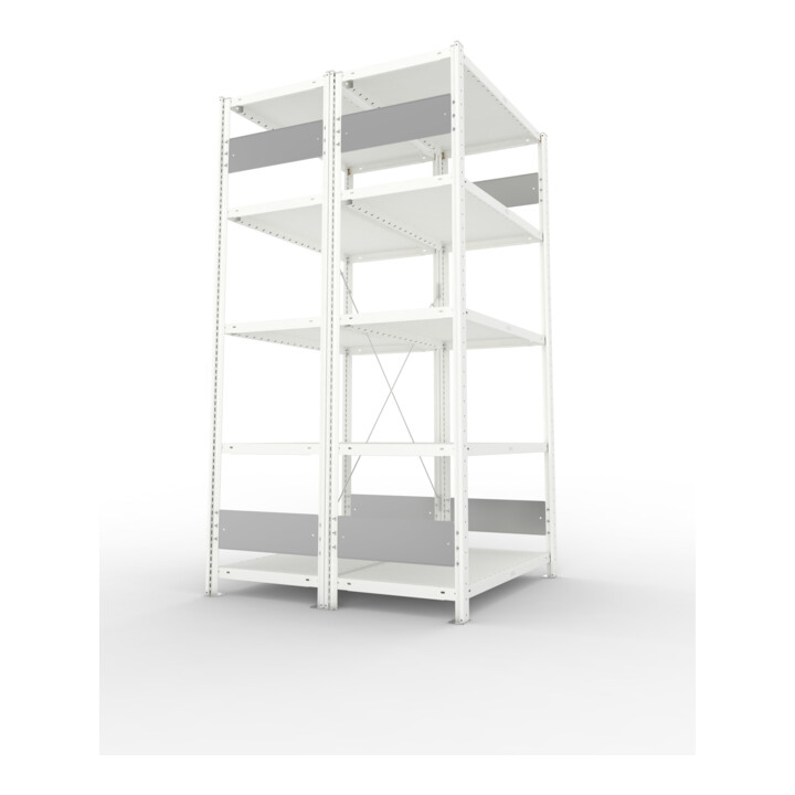 META Steckregal S3 CLIP 230 DGR 2000 x 1000 x 500 RAL 7035 mit 2 x 5 Böden