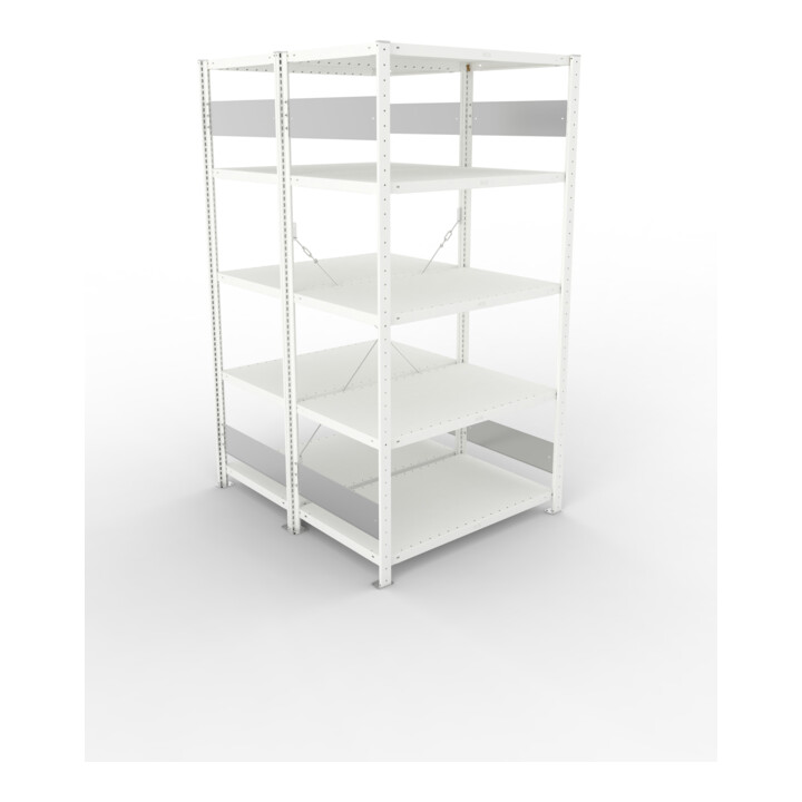 Meta Steckregal S3 CLIP 230 DGR 2000 x 1000 x 600 RAL 7035 mit 2 x 5 Böden