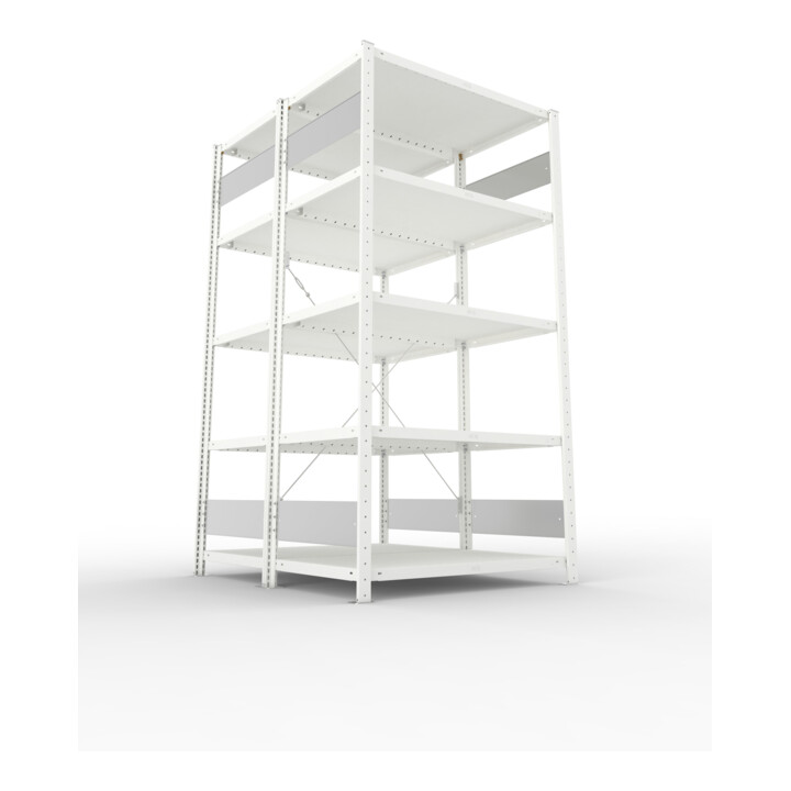 Meta Steckregal S3 CLIP 230 DGR 2000 x 1000 x 600 RAL 7035 mit 2 x 5 Böden