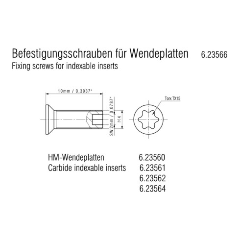 Metabo 10 Befestigungsschrauben für Wendeplatten