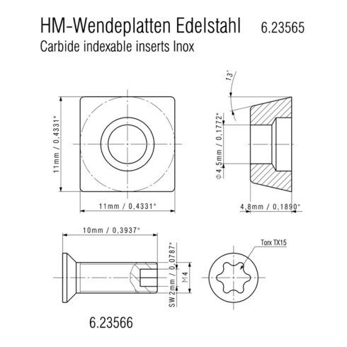 Metabo 10 Hartmetall-Wendeplatten Aluminium (KFM/KFMPB 15-10F/ KFM 16-15F, PFM 17)