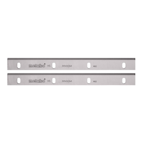 Metabo 2 Lame per pialla HSS, 18%W 263 x24,5x3mm, 4 fori lunghi (fino all'89), HC 260 E / ES