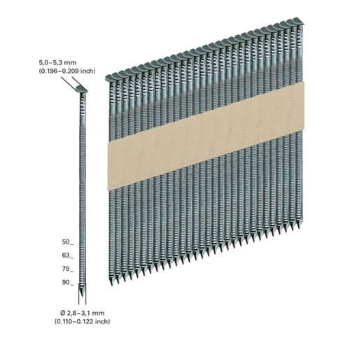 Metabo 4000 Streifennägel D34°, papiergebunden, 2.8x75 mm, Ring, blank