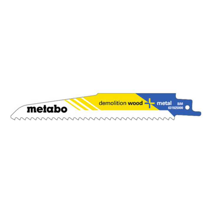 Metabo 5 reciprozaagbladen "demolition wood + metal" 150 x 1,6 mm, BiM, 4,3 mm/ 6 TPI