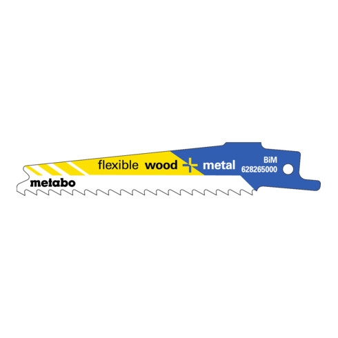 Metabo 5 reciprozaagbladen "flexible wood + metal" 100 x 0,9 mm, BiM, 4 mm/ 6 TPI