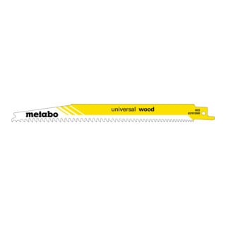 Metabo 5 reciprozaagbladen "universal wood" 200 x 1,25 mm, HCS, progressief
