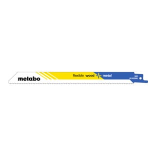 Metabo 5 Säbelsägeblätter "flexible wood + metal" 200 x 0,9 mm, BiM, 2,5 mm/ 10 TPI