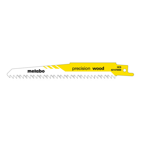 Metabo 5 Säbelsägeblätter "precision wood" 150 x 1,25 mm, HCS, 4,0 mm/ 6 TPI