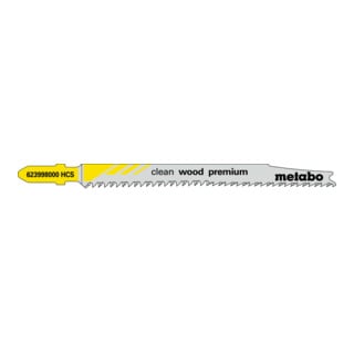 Metabo 5 Stichsägeblätter "clean wood premium" 93 / 2,2 mm, HCS
