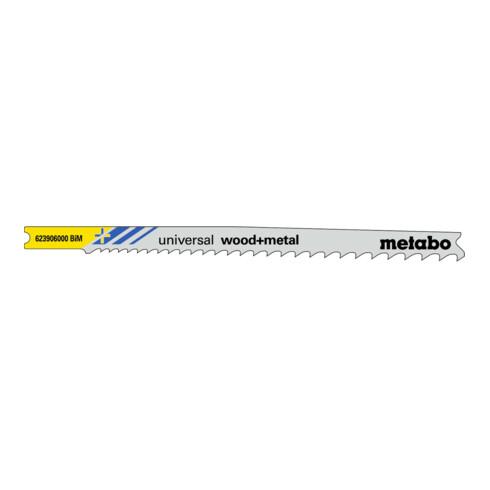 Metabo 5 Lame per seghetto alternativo a U "Universal wood+metal" 107/2,4-5,0mm, progressivo BiM, codolo universale