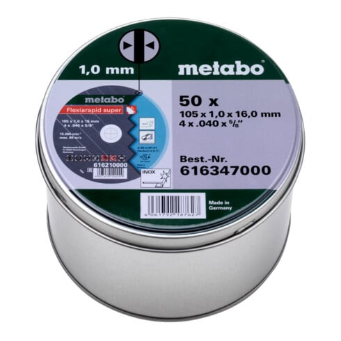 Metabo 50 Dischi da taglio Flexiarapid super 105x1,0x16,0 Inox, TF 41