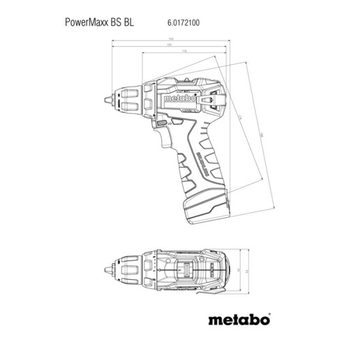 Metabo Accu-boorschroefmachine PowerMaxx BS BL (601721500) Kunststof koffer; 12V 2x2Ah Li-Power + LC 40