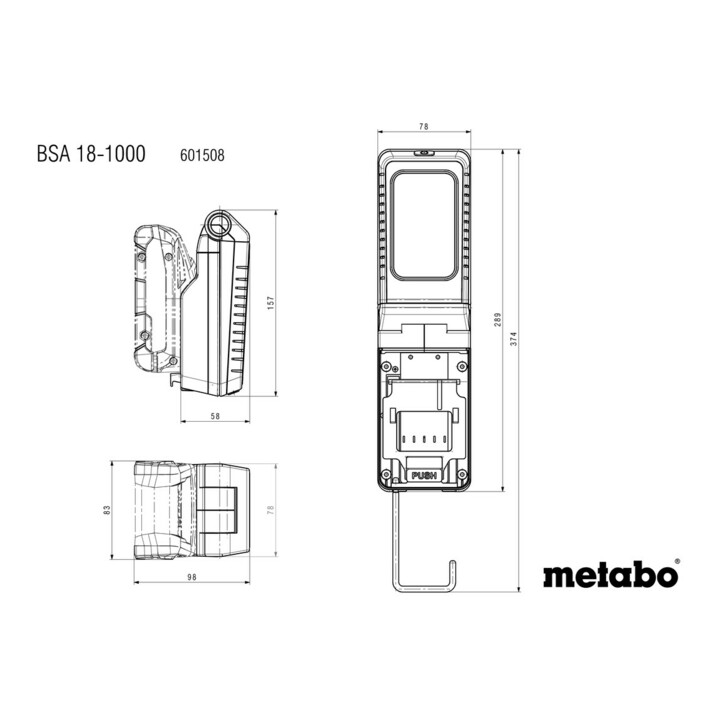 Metabo Accu-Bouwlamp BSA 18-1000 (601508850), Karton