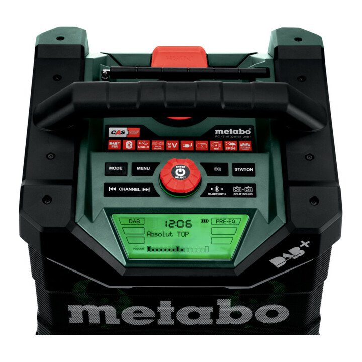 Metabo Accu-Bouwradio RC 12-18 32W BT DAB+ (600779850) met accu-oplaadfunctie, doos