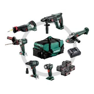 Metabo Accu-Combo-set Bouw en renovatie 6.1 (685211000) SB 18 LTX Impuls + KH 18 LTX 24 + W 18 L 9-125 Quick + ASE 18 LTX + SSW 18 LTX 300 BL + ULA 14.4-18 LED; Gereedschapstas
