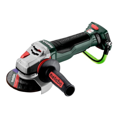 Metabo Accu-haakse slijper WPBA 18 LTX BL 15-125 Quick DS (601734840) met rem, snelspanmoer, draaibare accu-pack, dodemansschakelaar; metaBOX 165 L