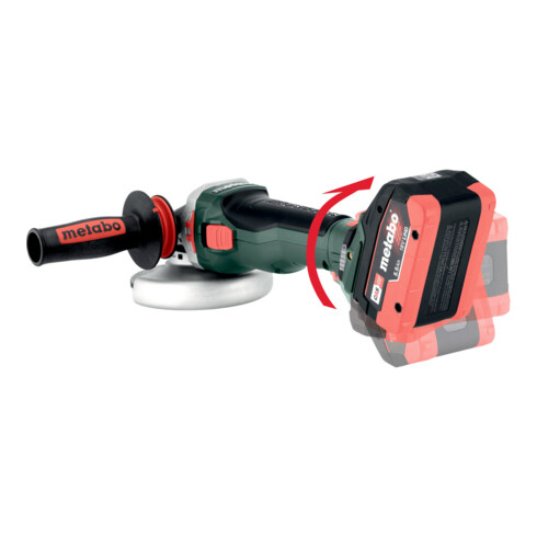 Metabo Accu-haakse slijper WVB 18 LTX BL 15-150 Quick (601747840) met rem, toerentalregeling, snelspanmoer, draaibare accu-pack; metaBOX 165 L