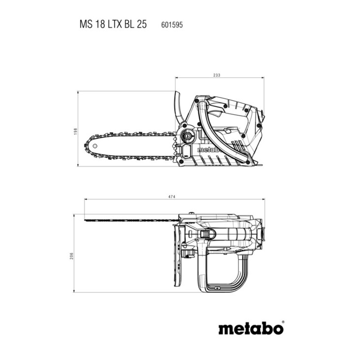 Metabo Accu-kettingzaag MS 18 LTX BL 25