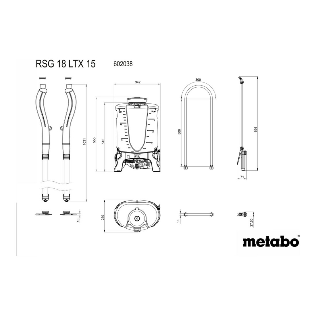 Metabo accu rugspuit RSG 18 LTX 15 doos