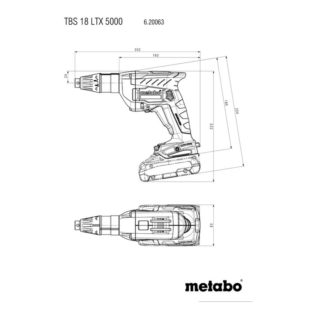 Metabo Accu-schroefmachine TBS 18 LTX BL 5000 (620063840) metaBOX 145 L