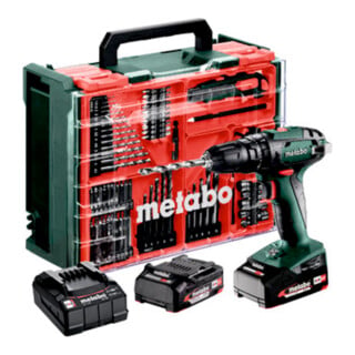 Metabo Accu-slagboormachine SB 18 Set (602245710) met 78-delige mobiele werkplaats, kunststof koffer, 18V 2x2Ah Li-Power + SC 30
