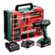 Metabo Accu-slagboormachine SB 18 Set (602245710) met 78-delige mobiele werkplaats, kunststof koffer, 18V 2x2Ah Li-Power + SC 30