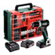 Metabo Accuboormachine BS 18 L BL Set (613155710) met 74-delige Mobiele Werkplaats, Kunststofkoffer, 18V 2x2Ah Li-Power + SC 30