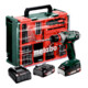 Metabo Accuboormachine BS 18 Quick Set (602217710) met 74-delige Mobiele Werkplaats, Kunststofkoffer, 18V 2x2Ah Li-Power + SC 30