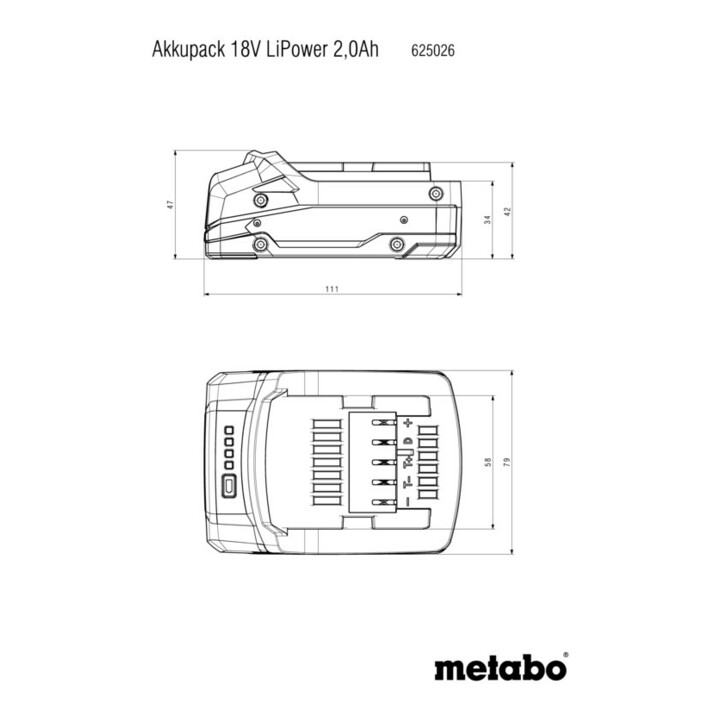 METABO  Accupack Li-Power, Accucapaciteit: 2Ah
