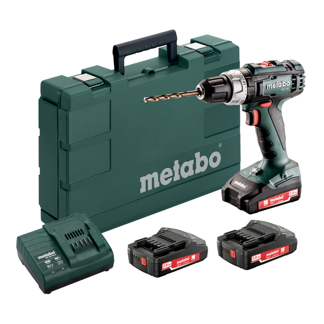 Metabo accuschroefboormachine BS 18 L Set metaBOX 145; 18V 3x2Ah Li-Ion + SC 30