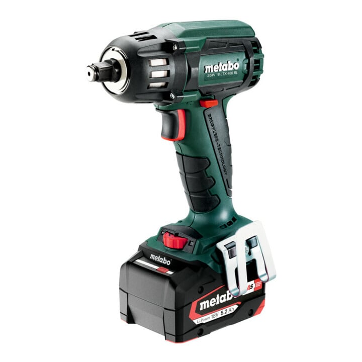 Metabo accuslagmoersleutel SSW 18 LTX 400 BL metaBOX 145; 18V 2x5,2Ah Li-Ion + ASC 55