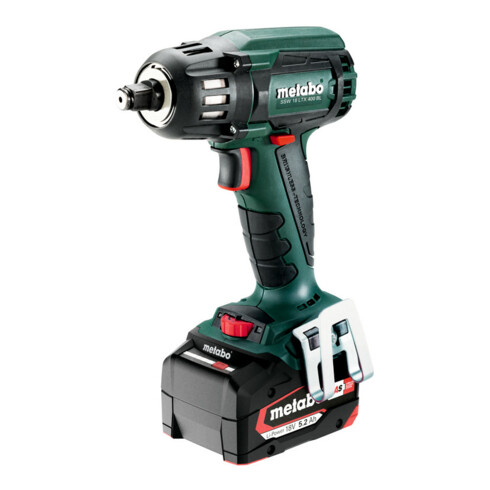 Metabo accuslagmoersleutel SSW 18 LTX 400 BL metaBOX 145; 18V 2x5,2Ah Li-Ion + ASC 55