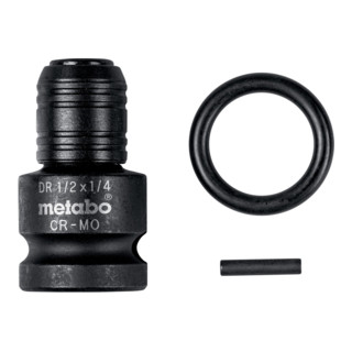 Metabo Adattatore resistente alle percussioni da 1/2" a 1/4" E6,3, 3pz., con perno e anello di sicurezza