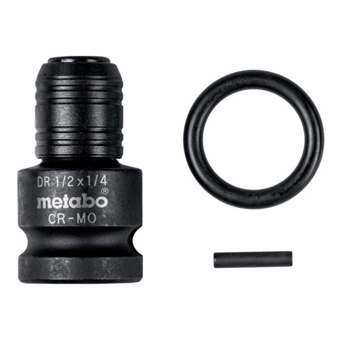Metabo Adattatore resistente alle percussioni da 1/2" a 1/4" E6,3, 3pz., con perno e anello di sicurezza
