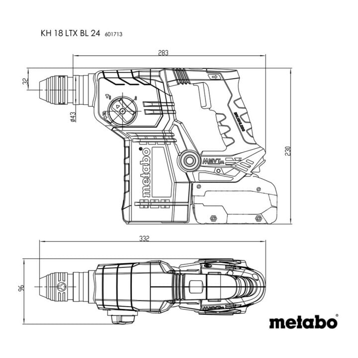 METABO Akku-Bohrhammer mit LiHD AkkuKHLTXBL24