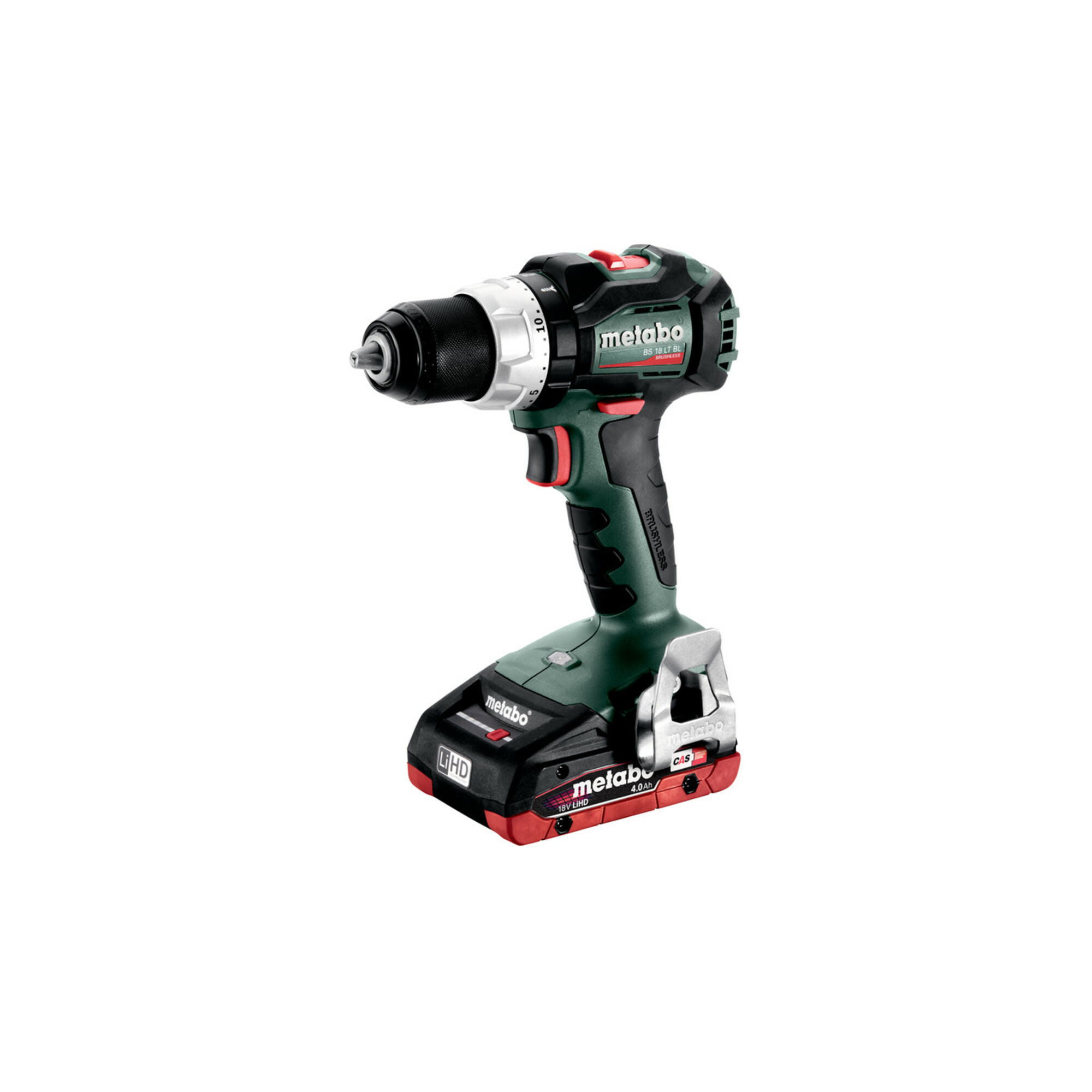 Metabo BS 18 LT BL Akku-Bohrschrauber mit bürstenlosem Motor und LED-Licht, Quick-System, metaBOX 145, 18V 2x4Ah LiHD + ASC 55, 0