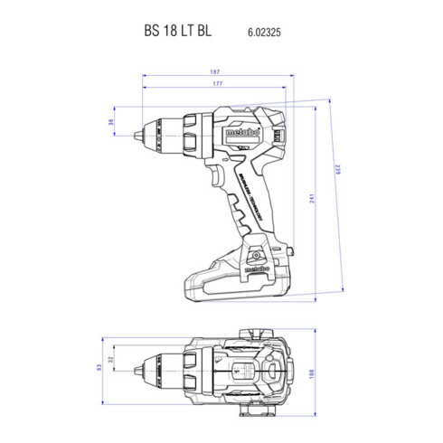 METABO Akku-Bohrschrauber 18V, Bürstenloser Motor, ohne Akku, Schnellspannfutterspannbereich 1,5-13, Typ: BSLTBL