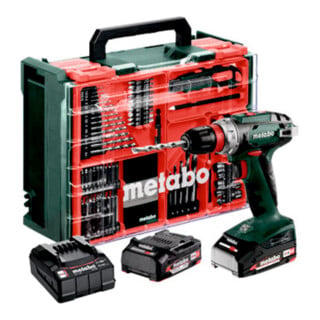 Metabo Akku-Bohrschrauber BS 18 Quick Set (602217710) mit 74-teiliger Mobiler Werkstatt, Kunststoffkoffer, 18V 2x2Ah Li-Power + SC 30