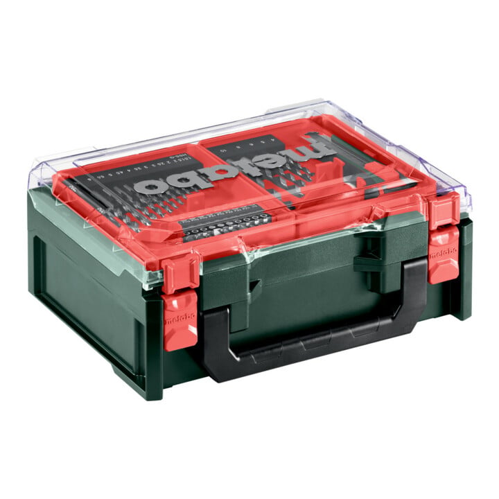 Metabo Akku-Bohrschrauber PowerMaxx BS Basic Set (600080710) mit 41-teiliger Mobiler Werkstatt, Kunststoffkoffer, 12V 2x2Ah Li-Power + LC 40