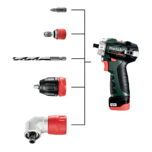 Metabo Akku-Bohrschrauber PowerMaxx BS BL Q Kunststoffkoffer; 12V 2x2Ah Li-Power + LC 40
