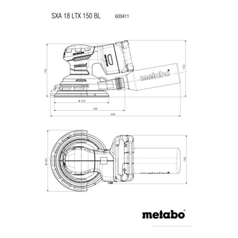 Metabo Akku-Exzenterschleifer SXA 18 LTX 150 BL mit 150 mm Schleifteller ; Karton