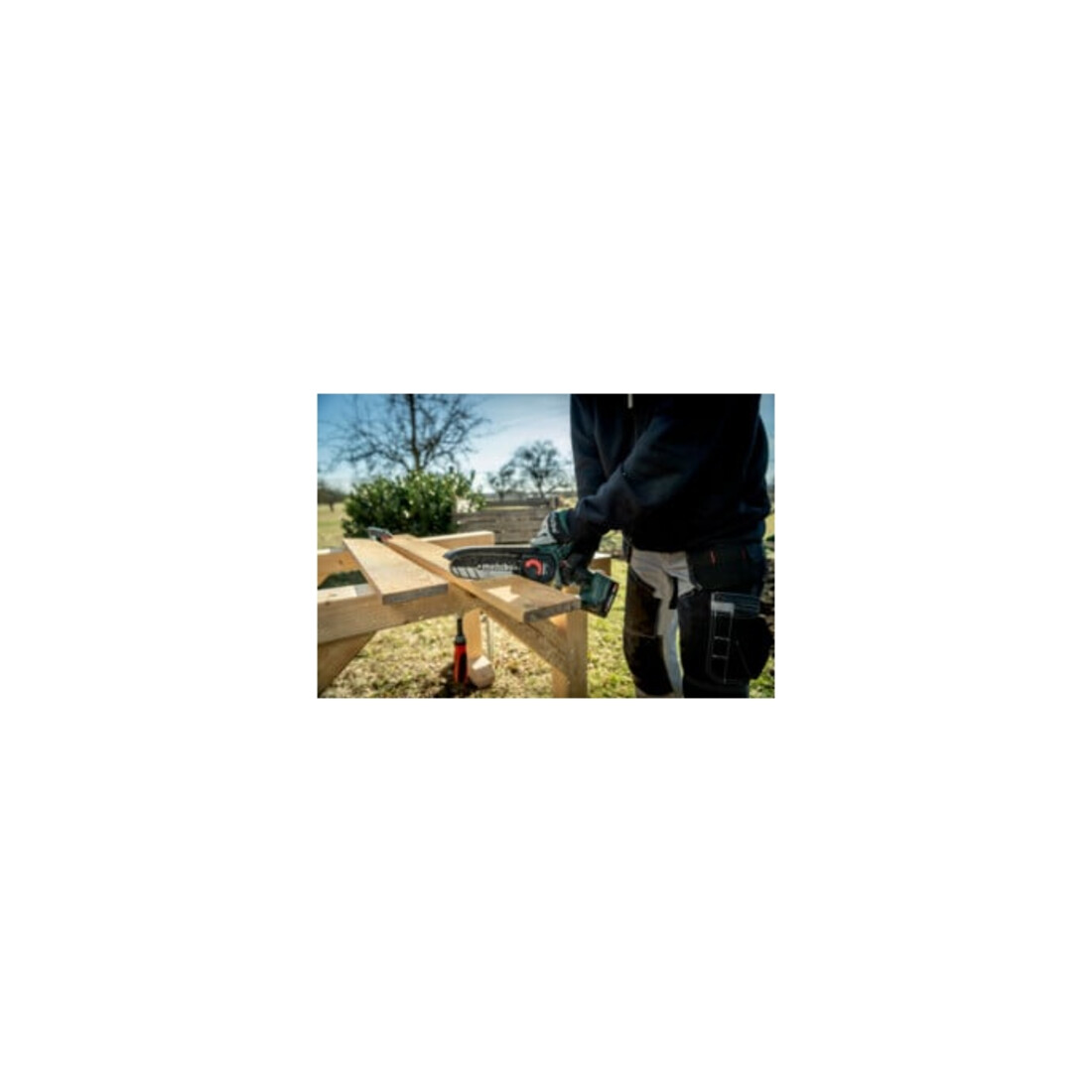 Metabo Akku-Gehölzsäge MS 18 LTX 15 (600856500) Werkzeugtasche, 18V 1x2Ah Li-Power + SC 30