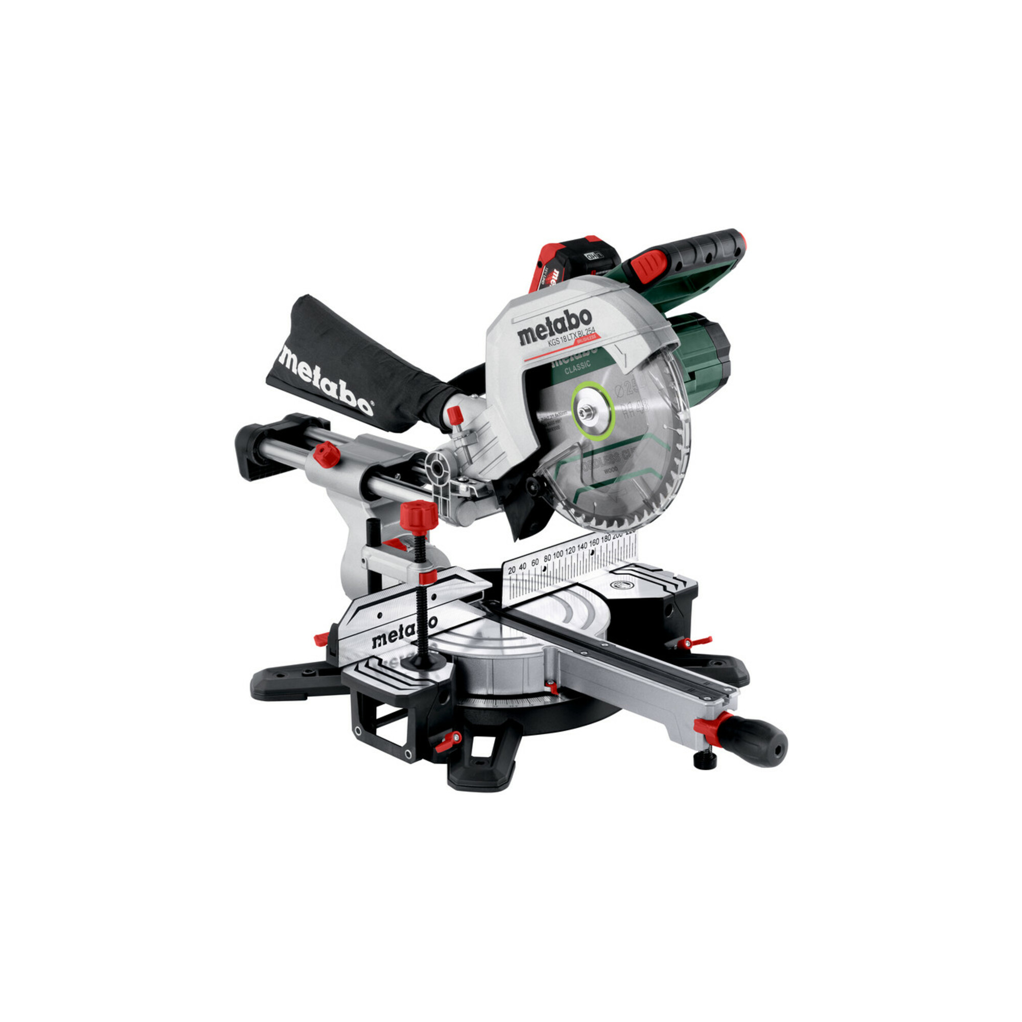 Metabo Akku-Kappsäge KGS 18 LTX BL 254 (614254810) mit Zugfunktion 18V 2x8Ah LiHD + ASC 145