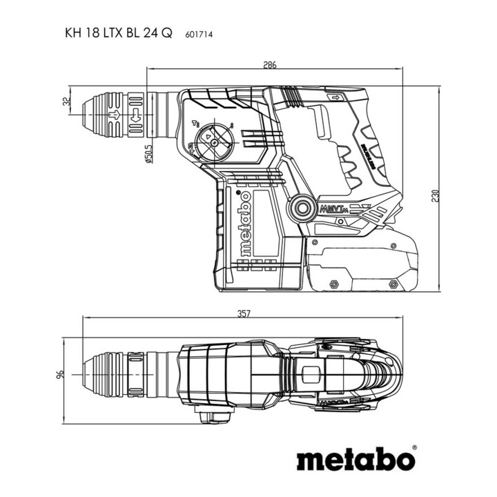 Metabo Akku-Kombihammer KH 18 LTX BL 24 Q mit Metabo-Quick-Wechselfutter; Karton