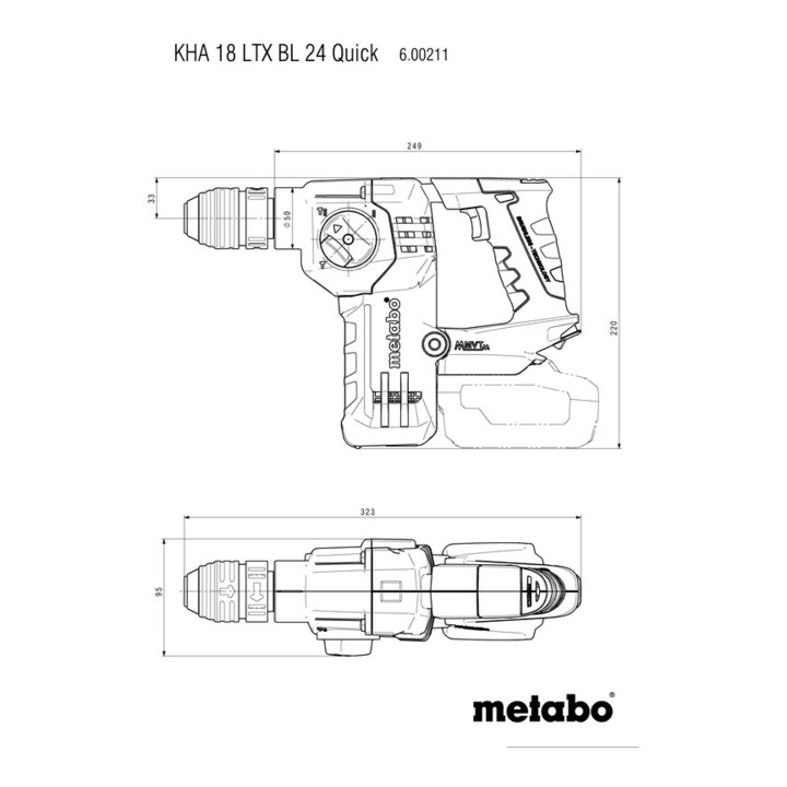 Metabo Akku-Kombihammer KHA 18 LTX BL 24 Quick mit Metabo-Quick-Wechselfutter; metaBOX 165 L
